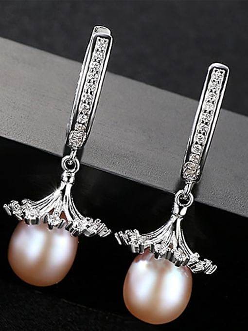 925 Sterling Silver Freshwater Pearl Micro setting 3A zirconium Trend Drop Earring