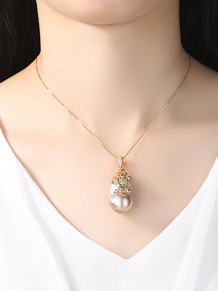 Collier de perles naturelles baroques en forme d'argent sterling