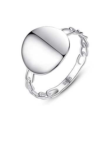 Anel de banda minimalista geométrica suave prata esterlina 925