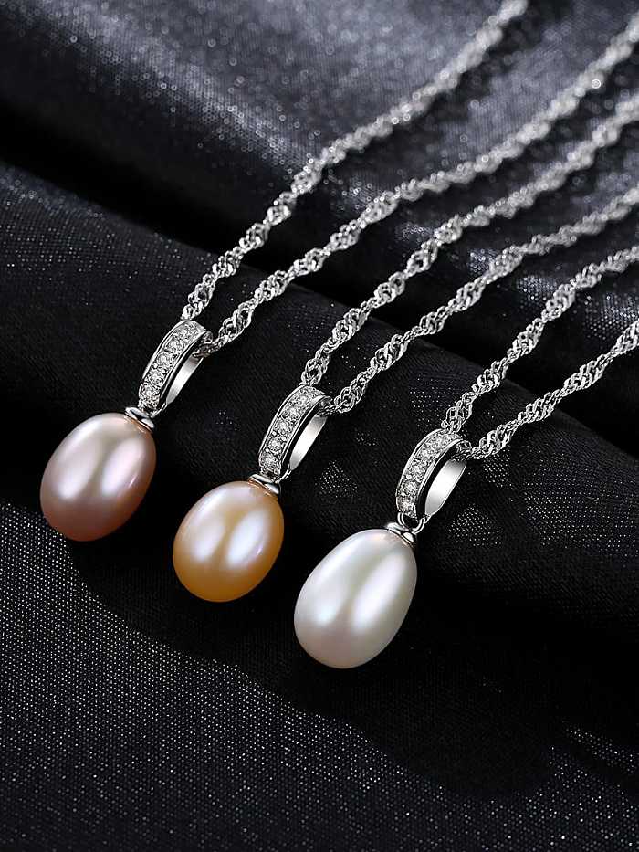 925 sterling silver simple Freshwater Pearl multi color Necklace