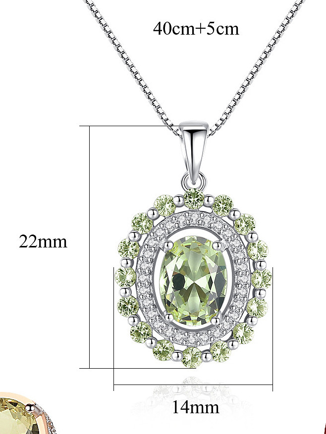 Conjunto de prata esterlina com colar de pedras semipreciosas verde azeitona