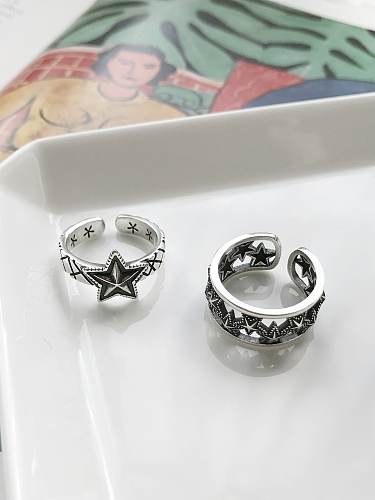 925 Sterling Silver Star Vintage Free Size Band Ring