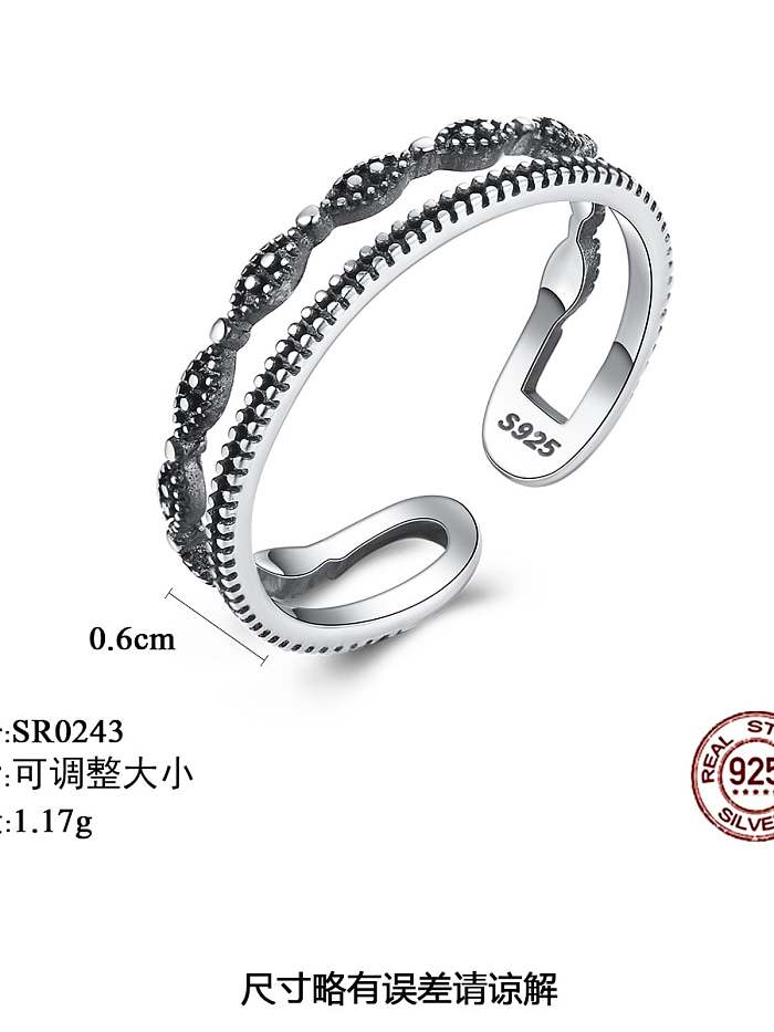 925 Sterling Silver Fashion double deck Vintage Stackable Ring