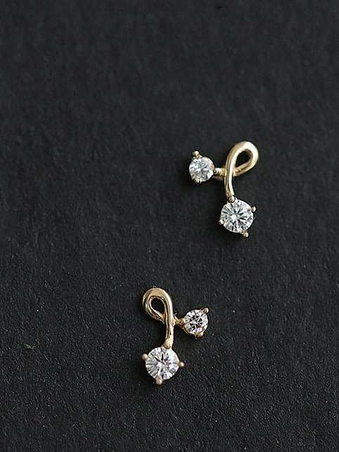 925 Sterling Silver Cubic Zirconia Cherry Dainty Stud Earring