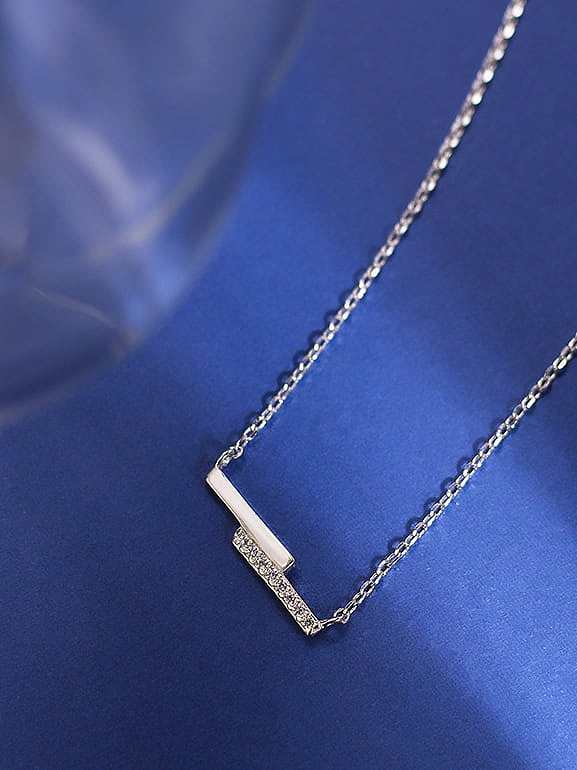 Geometrische zierliche Halskette aus 925er Sterlingsilber mit Strasssteinen
