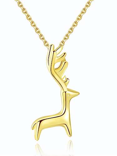 925 sterling silver simple lovely deer Pendant Necklace