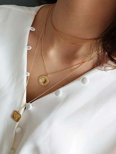 Einfache geometrische Liebesmuster-Halskette aus 925er Sterlingsilber
