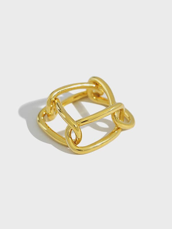 925 Sterling Silver Hollow Geometric Vintage Band Ring