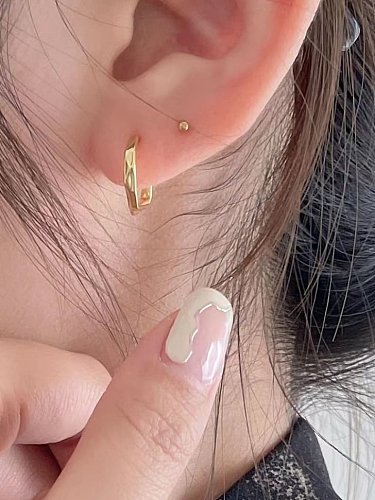 925 Sterling Silver Geometric C Shape Minimalist Stud Earring