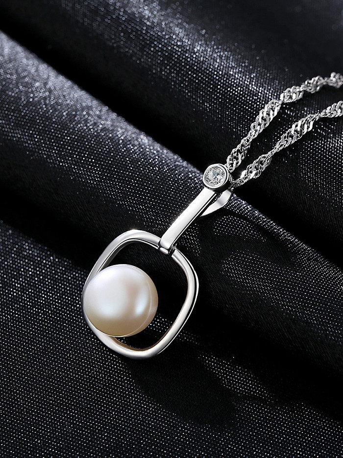 Sterling silver natural freshwater pearl necklace