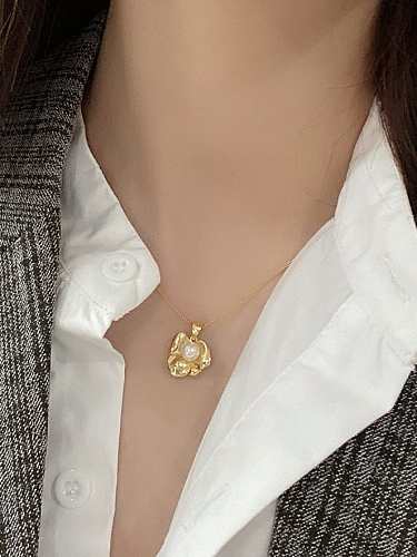 Collier pendentif fleur de perle d'imitation en argent sterling 925