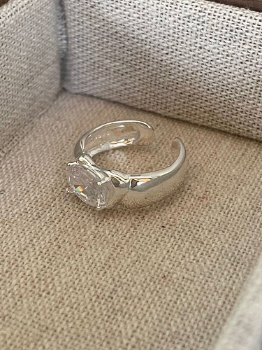 925 Sterling Silver Cubic Zirconia Geometric Vintage Band Ring