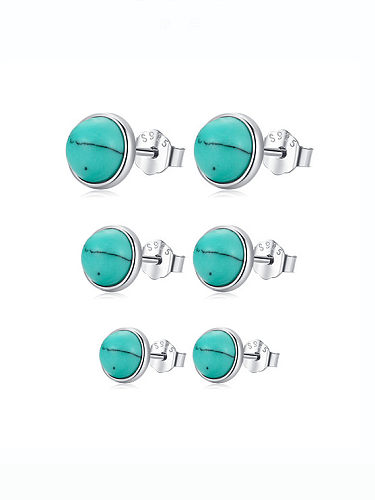 925 Sterling Silver Turquoise Geometric Minimalist Stud Earring