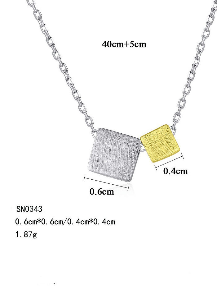 925 sterling silver simple Square Pendant Necklace