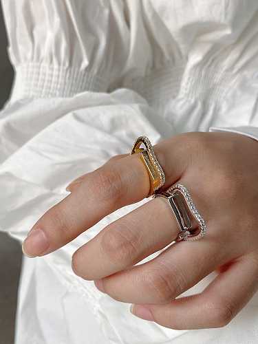 خاتم من الفضة الإسترليني عيار 925 بتصميم كلاسيكي ثلاثي الأبعاد مقاس حر