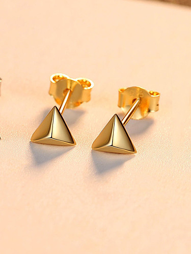 925 Sterling Silver With Glossy solid trianglec Stud Earrings