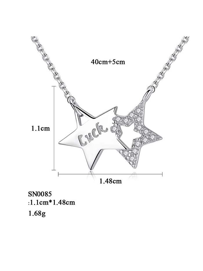 925 sterling silver simple diamond Pentagram Pendant Necklace