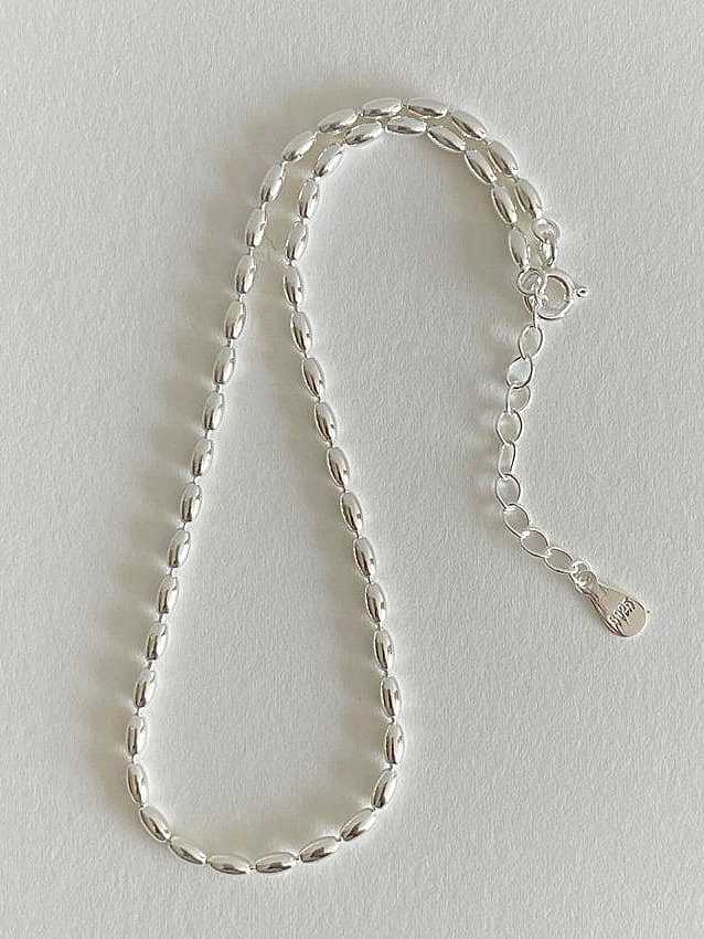 925 Sterling Silver Oval Vintage Bead Anklet