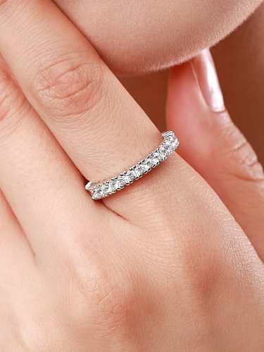 925 Sterling Silver Cubic Zirconia Geometric Classic Band Ring