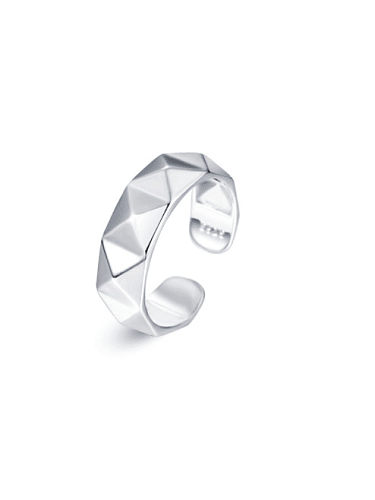 Plata de ley 925 con anillos de tamaño libre irregulares simplistas chapados en platino