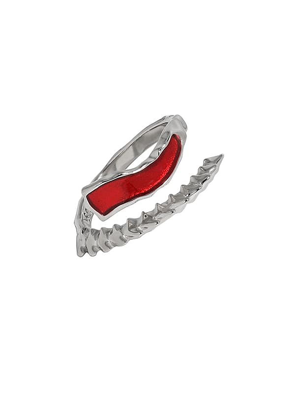 925 Sterling Silver Enamel Irregular Vintage Band Ring