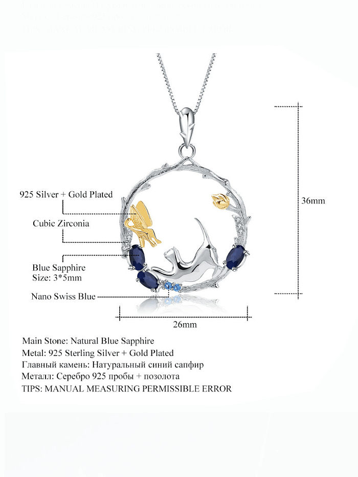 Halskette aus 925er Sterlingsilber mit natürlichem Farbschatz