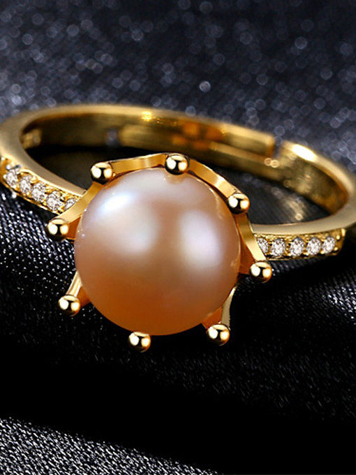 Sterling silver natural pearl free size ring (three colors optional)