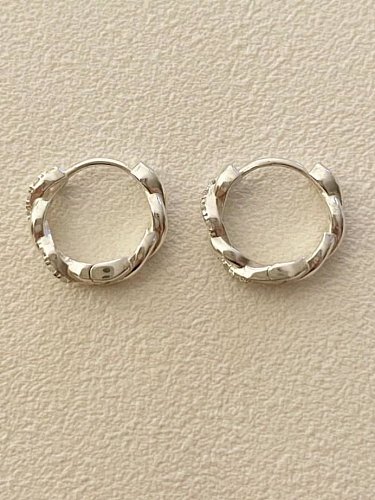 925 Sterling Silver Cubic Zirconia Hexagon Minimalist Huggie Earring