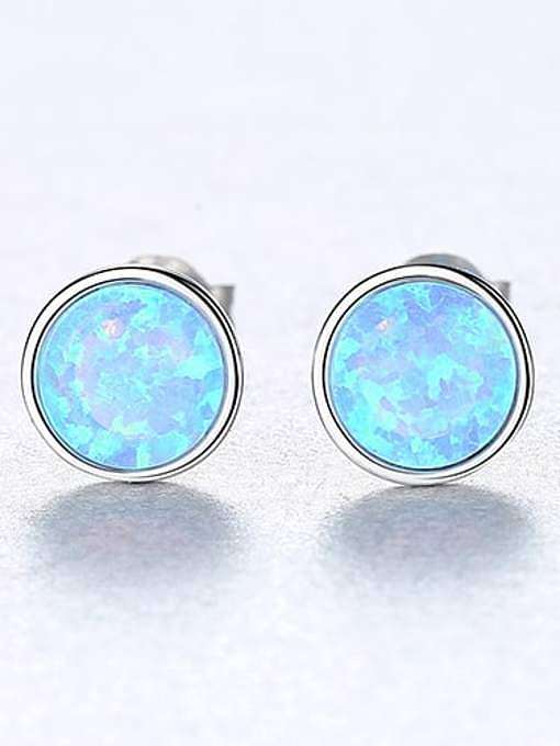 Boucles d'oreilles rondes minimalistes rondes multicolores en argent sterling 925 avec opale
