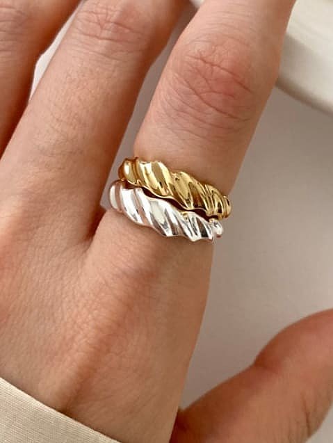 925 Sterling Silver Geometric Vintage Curve Band Ring