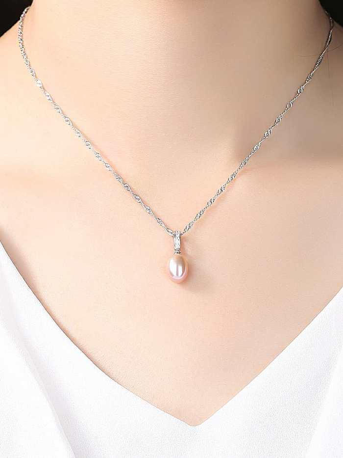 925 sterling silver simple Freshwater Pearl multi color Necklace