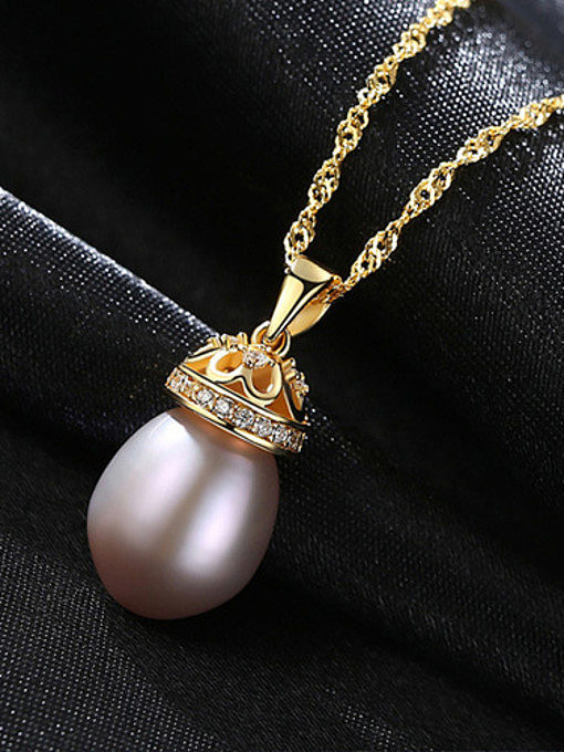 Collar de perlas naturales de agua dulce de 9-10 mm en plata de ley
