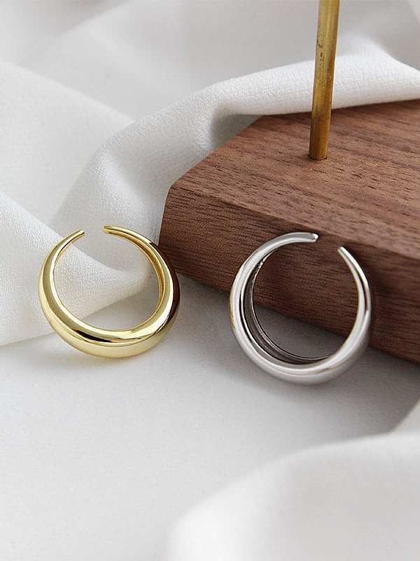 925 Sterling Silver With Smooth Simplistic Round Free Size Rings