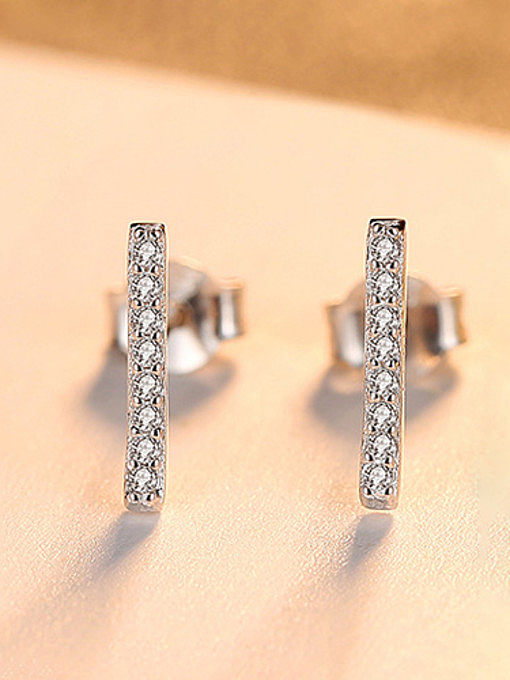 925 Sterling Silver With 18k Gold Plated Simplistic One-character Stud Earrings