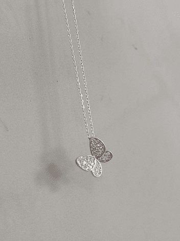 Plata de ley 925 con lindos collares de mariposa chapados en platino