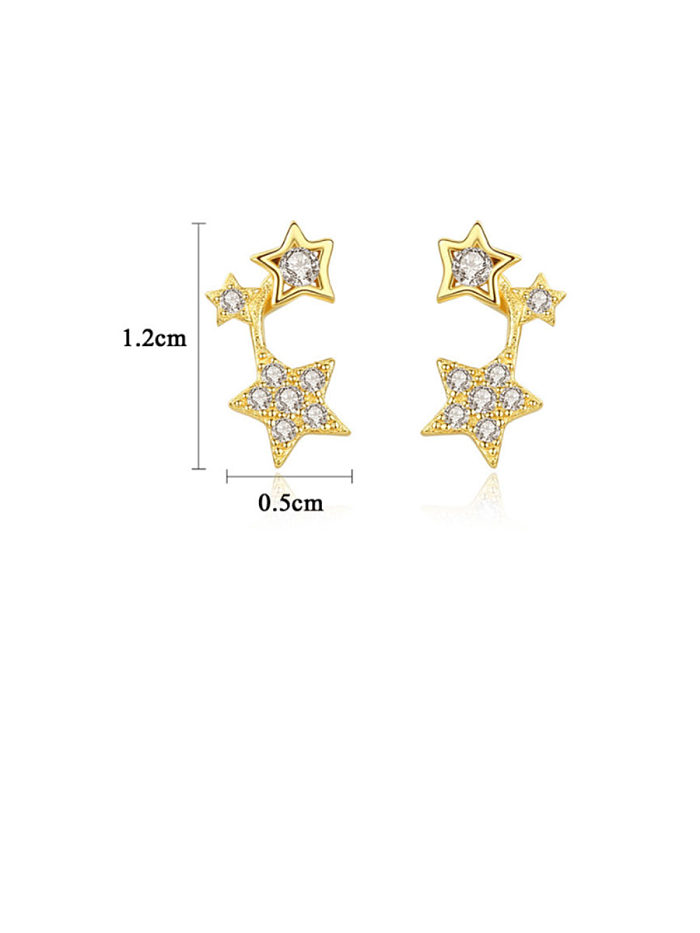 925 Sterling Silver With Gold Plated Simplistic Star Stud Earrings