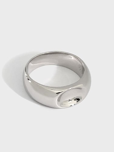 Bague vintage géométrique lisse en argent sterling 925