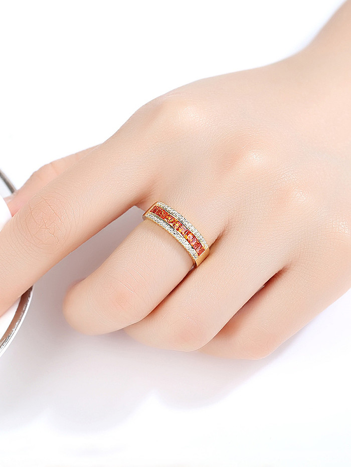 925 Sterling Silver With Gold Plated Simplistic Geometric Band Rings