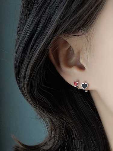 925 Sterling Silver Enamel Heart Cute Stud Earring