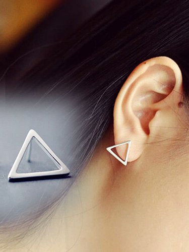 925 Sterling Silver Hollow Geometric Minimalist Stud Earring