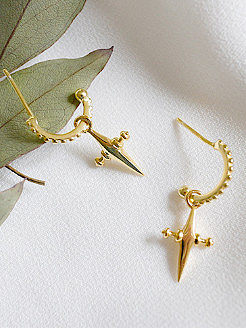 Personalized Little Cross Silver Stud Earrings