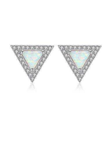 925er Sterlingsilber mit schlichten Dreiecks-Ohrsteckern aus Opal