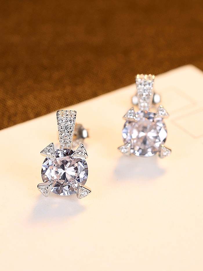 925 Sterling Silver Cubic Zirconia Geometric Statement Stud Earring