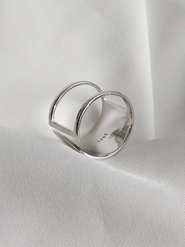 Anel de tamanho livre geométrico simples de prata esterlina