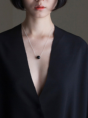Sterling silver synthetic Black Agate Necklace