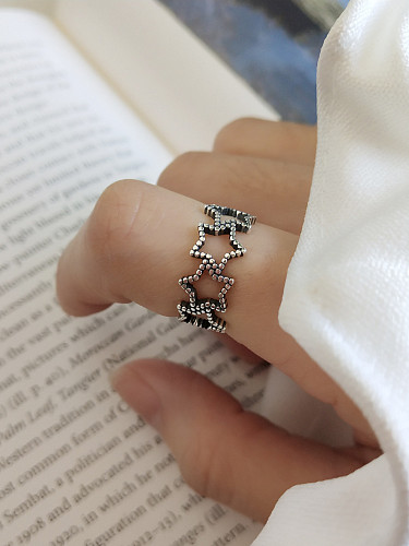 925 Sterling Silver With Antique Silver Plated Vintage Star Rings