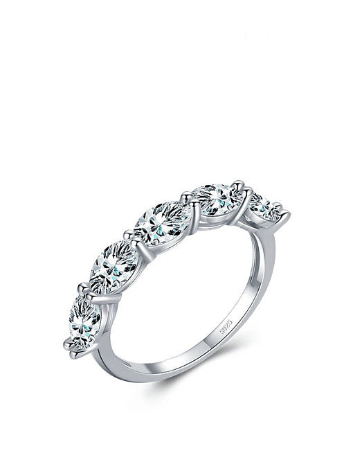 925 Sterling Silver Cubic Zirconia Irregular Classic Band Ring