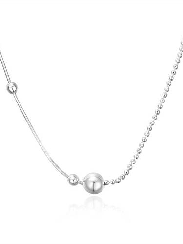 925 Sterling Silver Bead Geometric Minimalist Beaded Necklace
