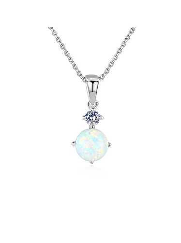 925 Sterling Silber Opal blau einfache quadratische Anhänger Halskette