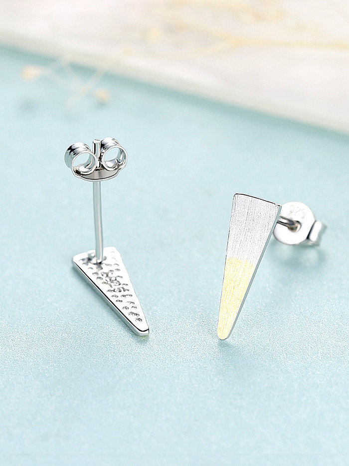 925 Sterling Silver With Glossy Simplistic Geometric Stud Earrings